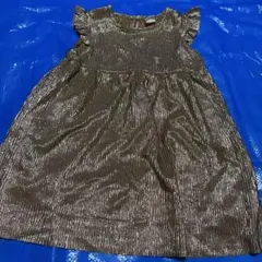 H&M キッズ ゴールド プリーツ ワンピース 90-95c 1/2歳用
