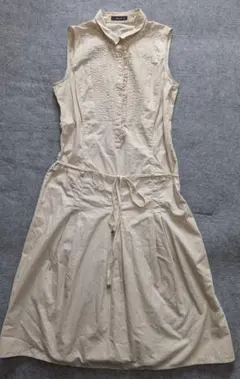 COMME CA ISM ベージュ コットン ノースリーブワンピース M