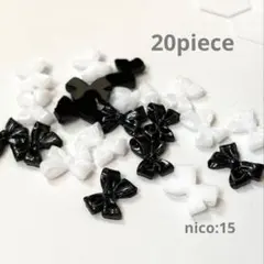 【15】ネイルパーツ　リボン ブラック&ホワイト　(同封値引き50円)