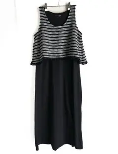GORGE タンクトップ　ノースリーブ　ロングワンピース　ボーダー　ブラック