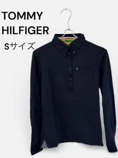 【限定】TOMMYHILFIGER 綿 長袖ポロシャツ 美品 S ネイビー 良好