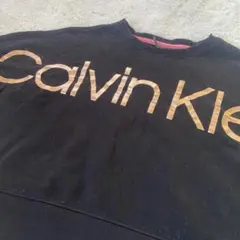 Calvin Klein クロップドスウェット ブラック（ゴールドロゴ）　M