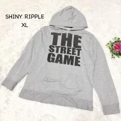 SHINY RIPPLE【XL】フード付きパーカー グレー　ビックロゴ　コットン