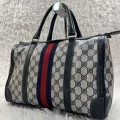 GUCCI ミニボストンバッグ PVC シェリーライン ネイビー
