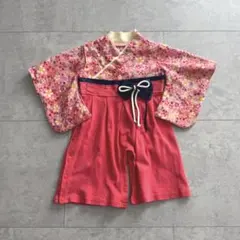 ベビー袴　70cm ピンク　桜　桃の節句　お食い初め　初誕生　女の子　着物