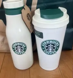新品未使用 人気スターバックスグリーンホワイトタンブラーセット355 