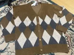 50%引き 新品未使用 アーガイル柄 カーディガン 3L 茶色 大きいサイズ