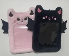 トレカホルダー 悪魔 猫 ピンク 黒