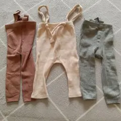 ベビー用リブ編み紐付きレギンス3点セット