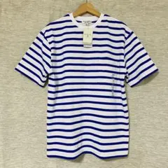 オリヒカ GARAGE 半袖スマートワークTシャツ M 白青マリンボーダー