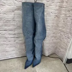 新品】ZARA デニムロングブーツ 39 （ X-8） - メルカリ
