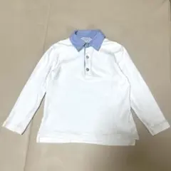 クレリックシャツ ホワイトx デニム コットン シャツ 110