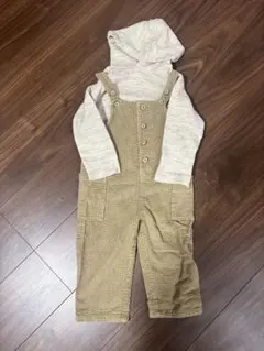 【値引き】ZARA Baby ベージュ コットンオーバーオール フード付き