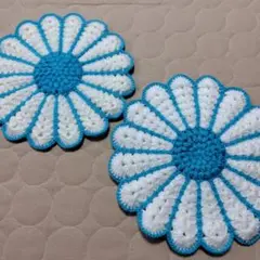 デイジー柄座布団（ブルー）