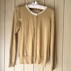 フランシュリッペ 襟元レース付きカーディガン