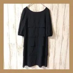 dress deco◆フォーマルワンピース（９）ティアード　紺　膝丈　無地　上品