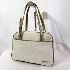 美品 正規品 4℃ ヨンドシー ハンドバッグ キャンバス ベージュ ホワイト