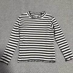 branshes 長袖カットソー 120cm 白黒ストライプ