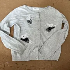H&M グレー ウサギ刺繍 カーディガン 122/128 130センチ
