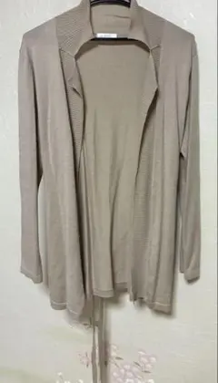 レディースベージュロングカーディガン　レディースロングカーディガン　ロングカーデ