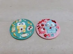 【バラ売り不可】サンリオキャラクターズ　刺繍缶バッジビスケット 2点セット