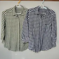 UNIQLO　ユニクロ　チェック柄七分袖シャツ ２枚 セット