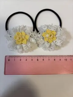 花 かざり ヘアゴム 2個セット 入学式 卒園式