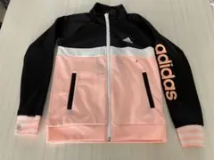 140 adidas ジップアップジャケット 黒/ピンク