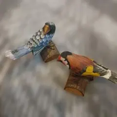y*i様 木製鳥の彫刻 2体セット 2502