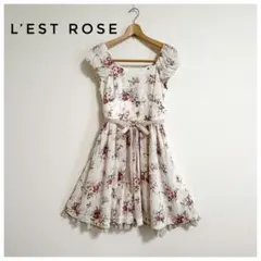 【Mサイズ】レストローズ 花柄ドレス ひざ丈 希少 上品 ワンピース レース