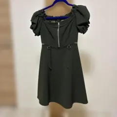 EATME ダークグリーン パフスリーブ ミニワンピース