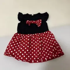 水玉模様のフリル袖ワンピース　ミニーちゃん