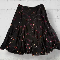 ソニアリキエル スカート フレア 総柄 膝丈 L