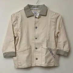【新品、Petit main】デニムジャケット　クリーム色　１１０ｃｍ