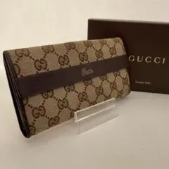 【訳あり極美品】グッチ 112836 GGキャンバス Wホック 長財布 小銭入れ