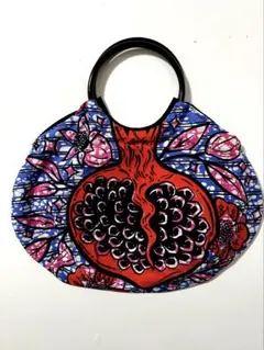 SALE中　NO687 ハンドメイド アフリカ布 コロンとしたリングバッグ