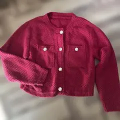 GRL 赤 カーディガン ボタン付き