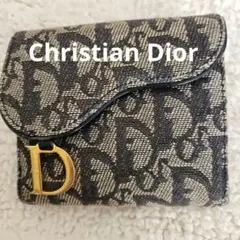 极美品 Christian Dior ✨ブラックレザー二つ折り財布 キルティング
