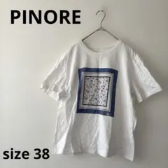【早い者勝ち】ピノーレ pinore 半袖 Tシャツ ホワイト プリント Mのサムネイル