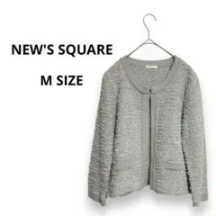 ニューズスクエア　ツイードノーカラージャケット　オフィスカジュアル　大人可愛い