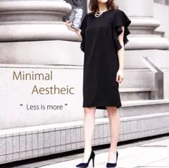 フリル袖 黒ドレス サイズL