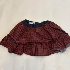 familiar チェック柄リバーシブルフリルスカート 90