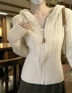 【新品】SHEIN ケーブルニットカーディガン M