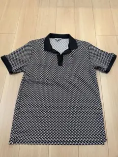 新品】WAKO 和光 イタリア製 総柄ポロシャツ 42 綿100 ネイビー襟