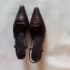 ダークブラウン レザー ハイヒール23cm