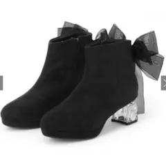 GRL 2Wayリボン付きスエードブーツ ブラック[zr1324]