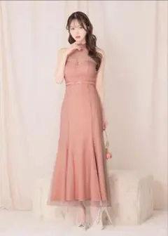 極美品シースルー/ ホルターネック/ チュール/ ワンピース/ ロングドレス