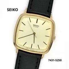 セイコー 7431-5250 クォーツ スクエア ゴールド文字盤【動品】2700