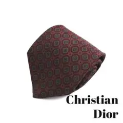 ディオール ブランド ネクタイ シルク 小紋柄 総柄 メンズ レッド