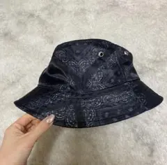 ★SALE★【新品】ペイズリー柄 バケットハット バケハ 男女兼用 ブラック 黒